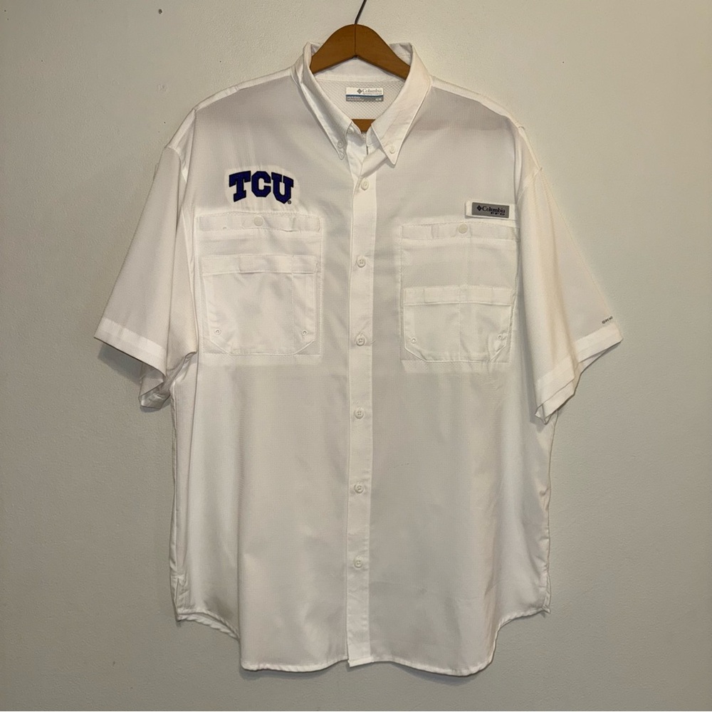 Columbia Sportswear Fishing Button Up Shirt Texas Christian University Sz M
